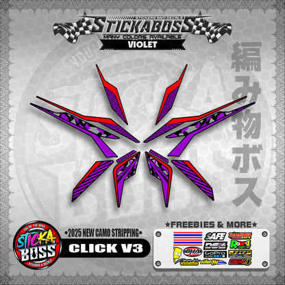 CLICK V3 STICKER DECALS ( 2025 NEW CAMO STRIPPING )【WITH FREEBIES】