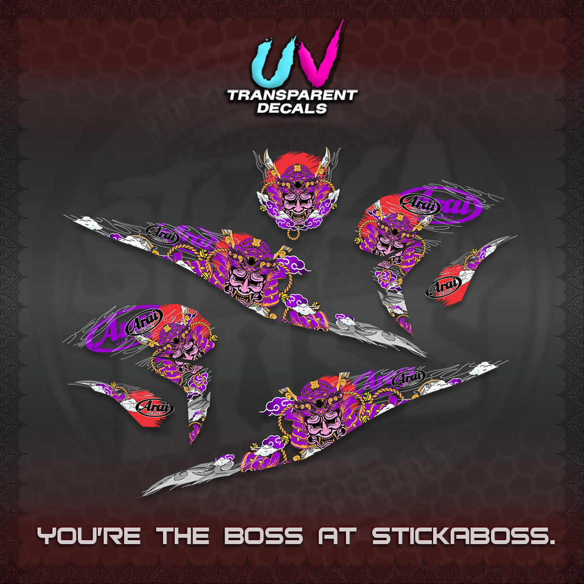 BEAT FI INDO UV TRANSPARENT DECALS (2026 NEW SAMURAI MOTIF) STICKER KITS BY STICKABOSS
