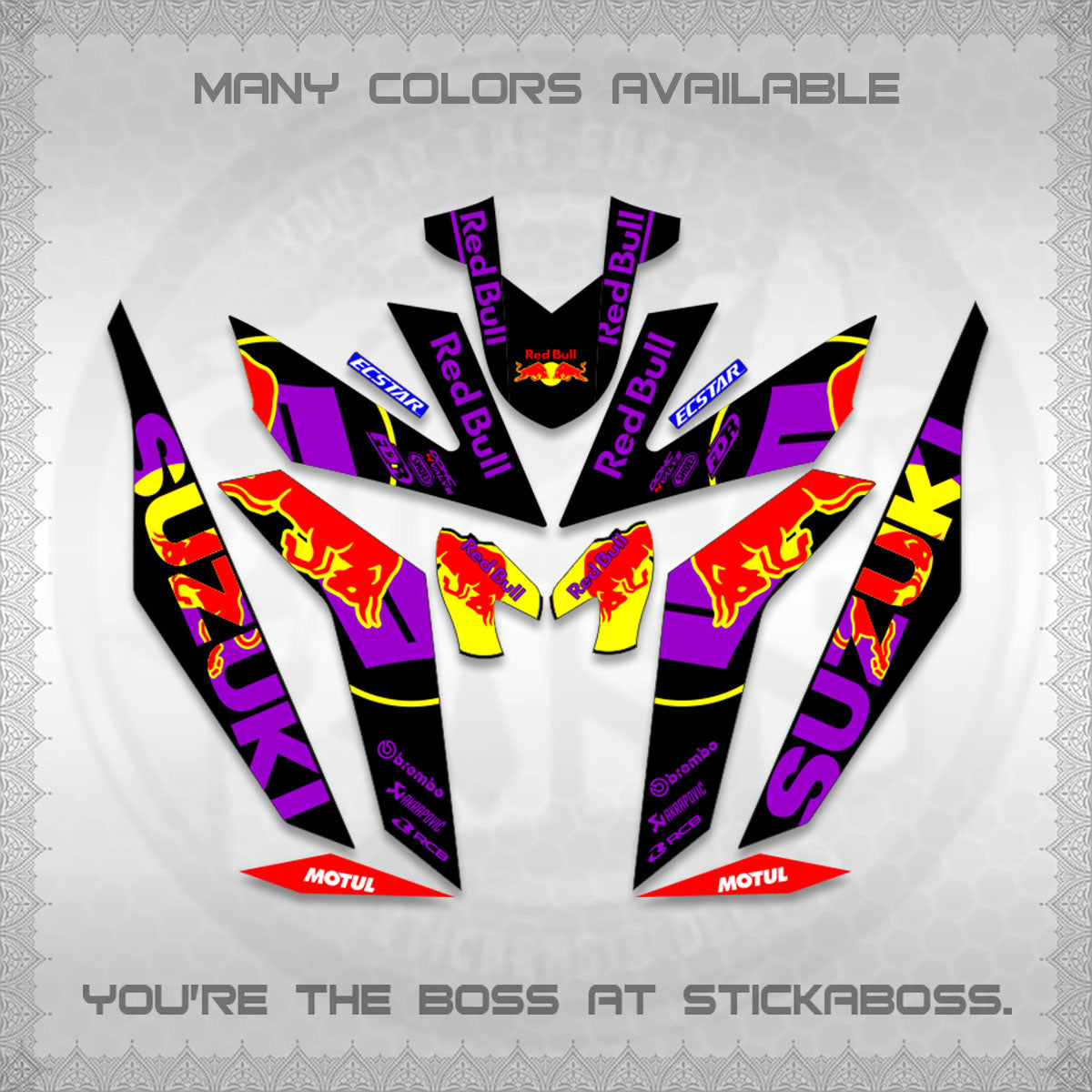 RAIDER 150 Fi DECALS (BULLREDS MOTIF)STICKER DECALS By STICKABOSS