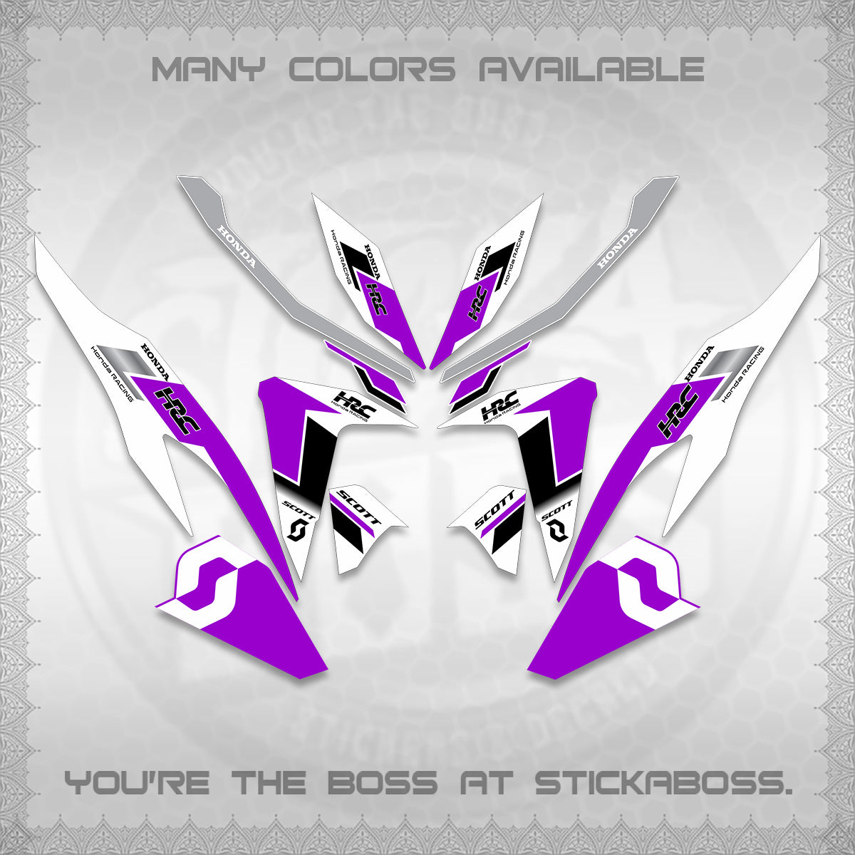 CLICK V2 FOR WHITE DECALS (SCOTTxHRC DESIGN) STICKER KITS By STICKABOSS