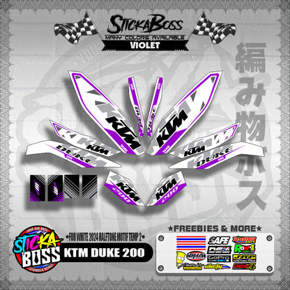 KTM DUKE 200 STICKER DECALS ( FOR WHITE 2024 HALFTONE MOTIF TEMP 2 )【WITH FREEBIES】