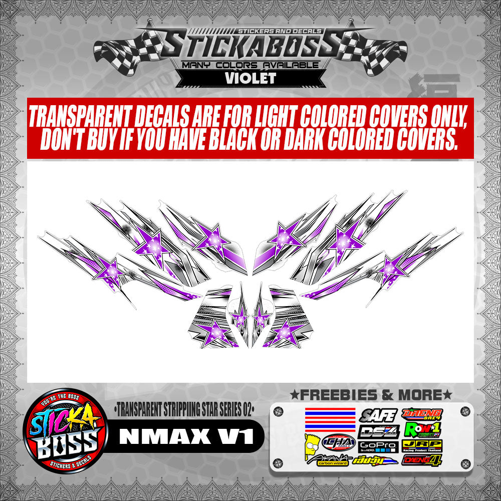 NMAX V1 STICKER DECALS ( TRANSPARENT STRIPPIING STAR SERIES 02 )【WITH FREEBIES】