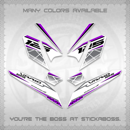 CLICK 125 V4 VARIO FOR WHITE DECALS (2026 MODERN STRIPE DESIGN) STICKER KITS BY STICKABOSS