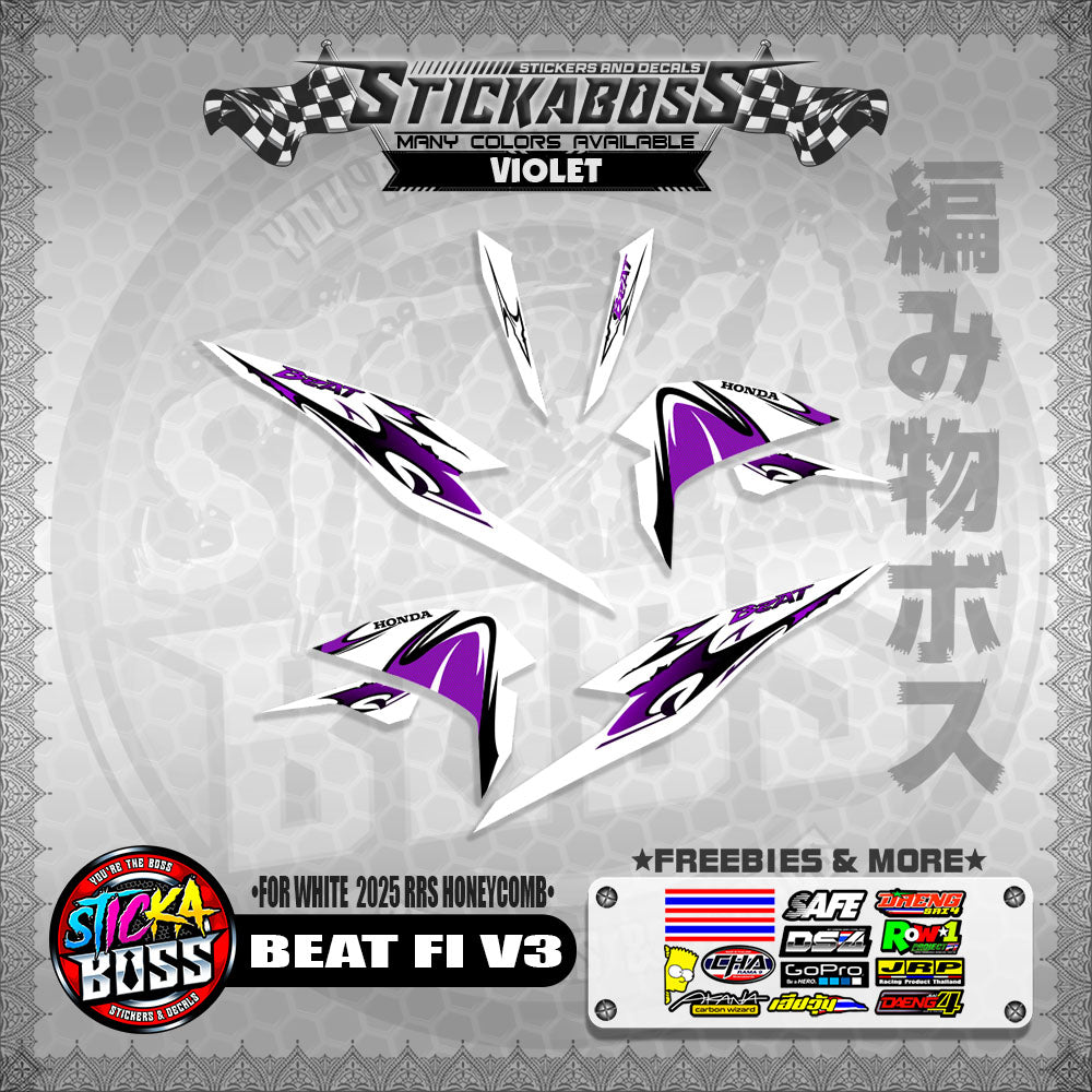 BEAT FI V3 INDO STICKER DECALS ( FOR WHITE  2025 RRS HONEYCOMB )【WITH FREEBIES】
