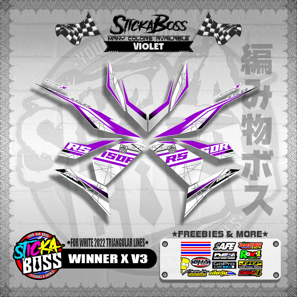 WINNER X V3 DECALS ( FOR WHITE 2022 TRIANGULAR LINES )【WITH FREEBIES】