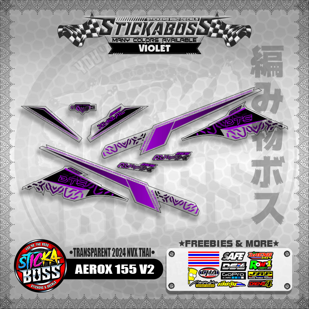 TRANSPARENT AEROX 155 V2 STICKER DECALS ( TRANSPARENT 2024 NVX THAI )【WITH FREEBIES】