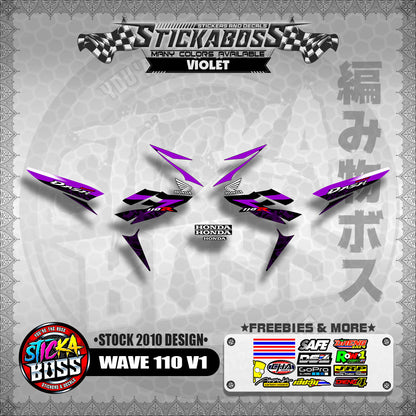 Honda Wave Dash 110r v1 Stock Decals (2010 Design)【WITH FREEBIES】 Rusi Swish Mono