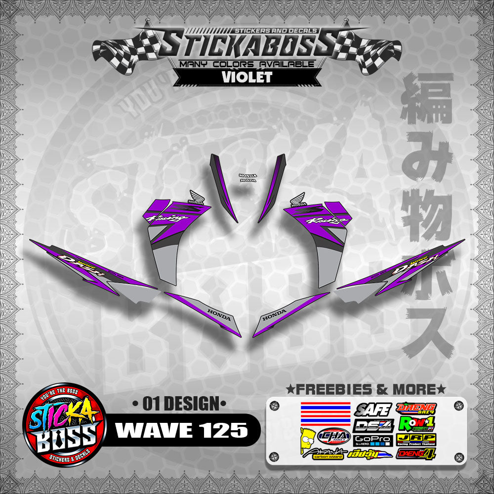 Honda Wave Dash 125 Stock Decals (01 Design)【WITH FREEBIES】Malaysia Concept