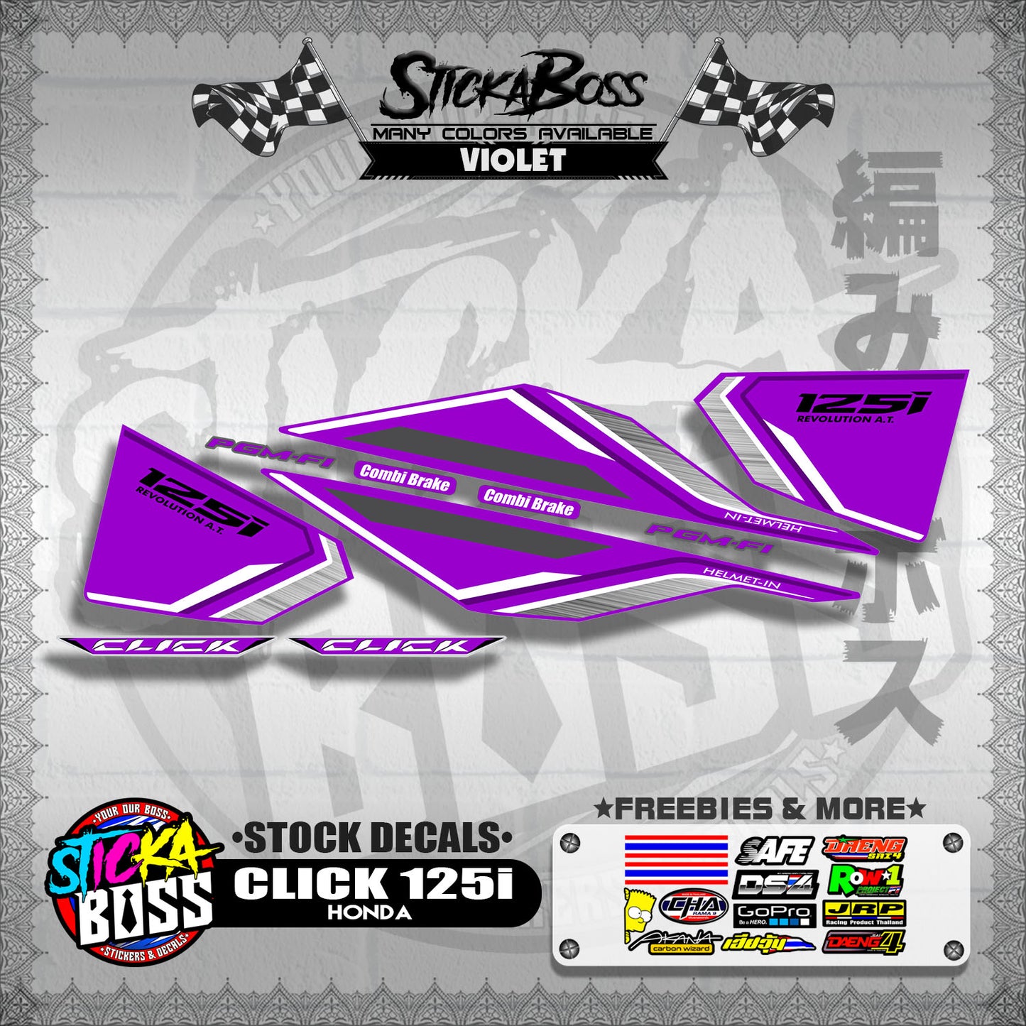 CLICK 125i V1 ( STOCK DECALS ) 【WITH FREEBIES】