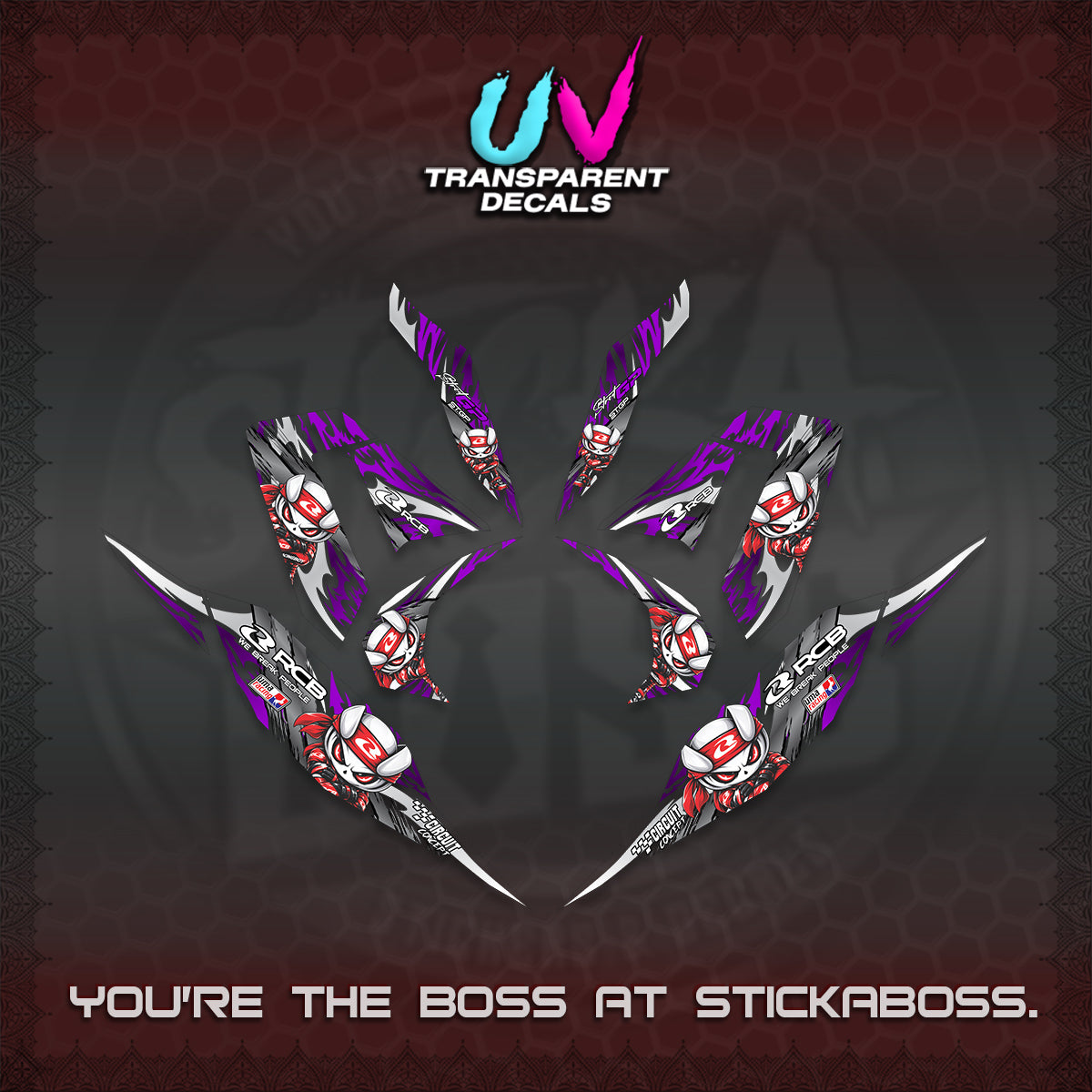 CLICK 125 V4 UV TRANSPARENT DECALS (2026 NEW RCB 2.0 DESIGN) STICKER KITS BY STICKABOSS