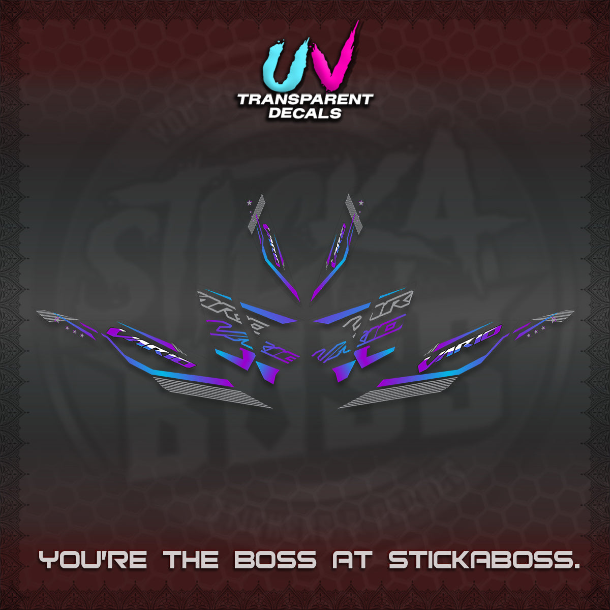 CLICK 125 V4 VARIO UV TRANSPARENT DECALS (2026 WHITE EDITION DESIGN) STICKER KITS By STICKABOSS