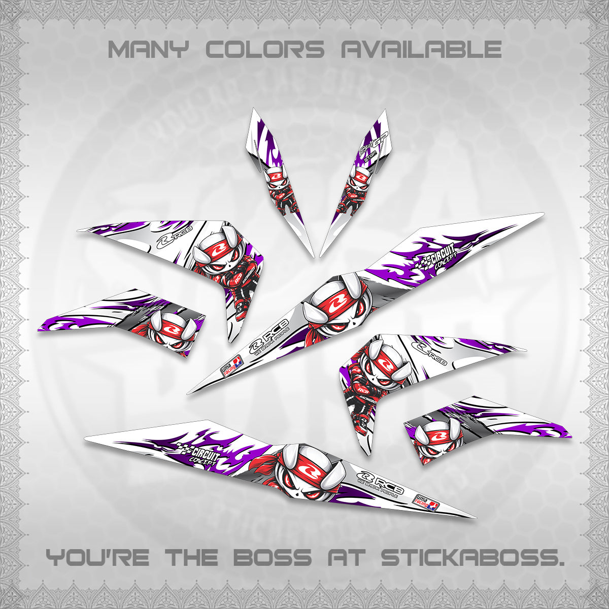 BEAT FI V2 FOR WHITE DECALS (2026 NEW RCB 2.0 DESIGN) STICKER KITS BY STICKABOSS