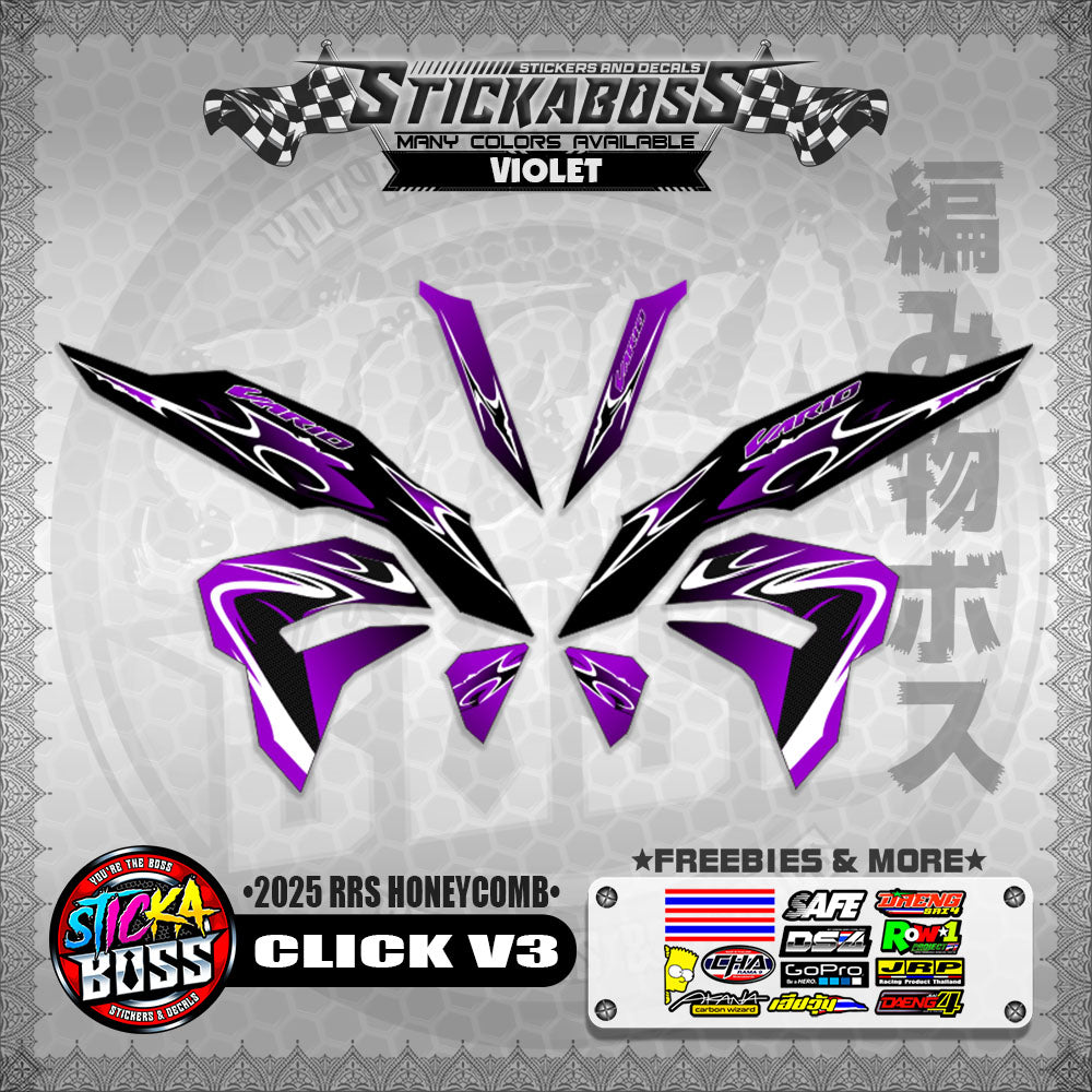 CLICK V3 INDO STICKER DECALS ( 2025 RRS HONEYCOMB )【WITH FREEBIES】