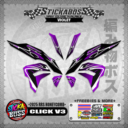 CLICK V3 INDO STICKER DECALS ( 2025 RRS HONEYCOMB )【WITH FREEBIES】