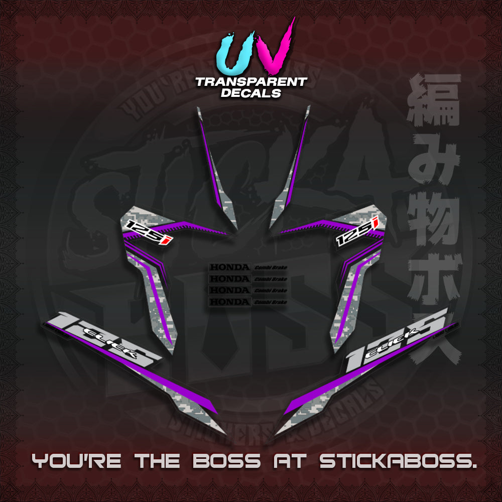 【PREMIUM UV PRINT】CLICK 125 V3 VIETNAM CONCEPT ( TRANSPARENT BARCODE STYLE ) STICKER DECALS By STICKABOSS