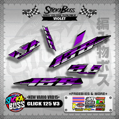 CLICK 125 V3 DECALS ( NEW VARIO VRD15 )[ PREMIUM GLOSSY LAMINATED ]【WITH FREEBIES】