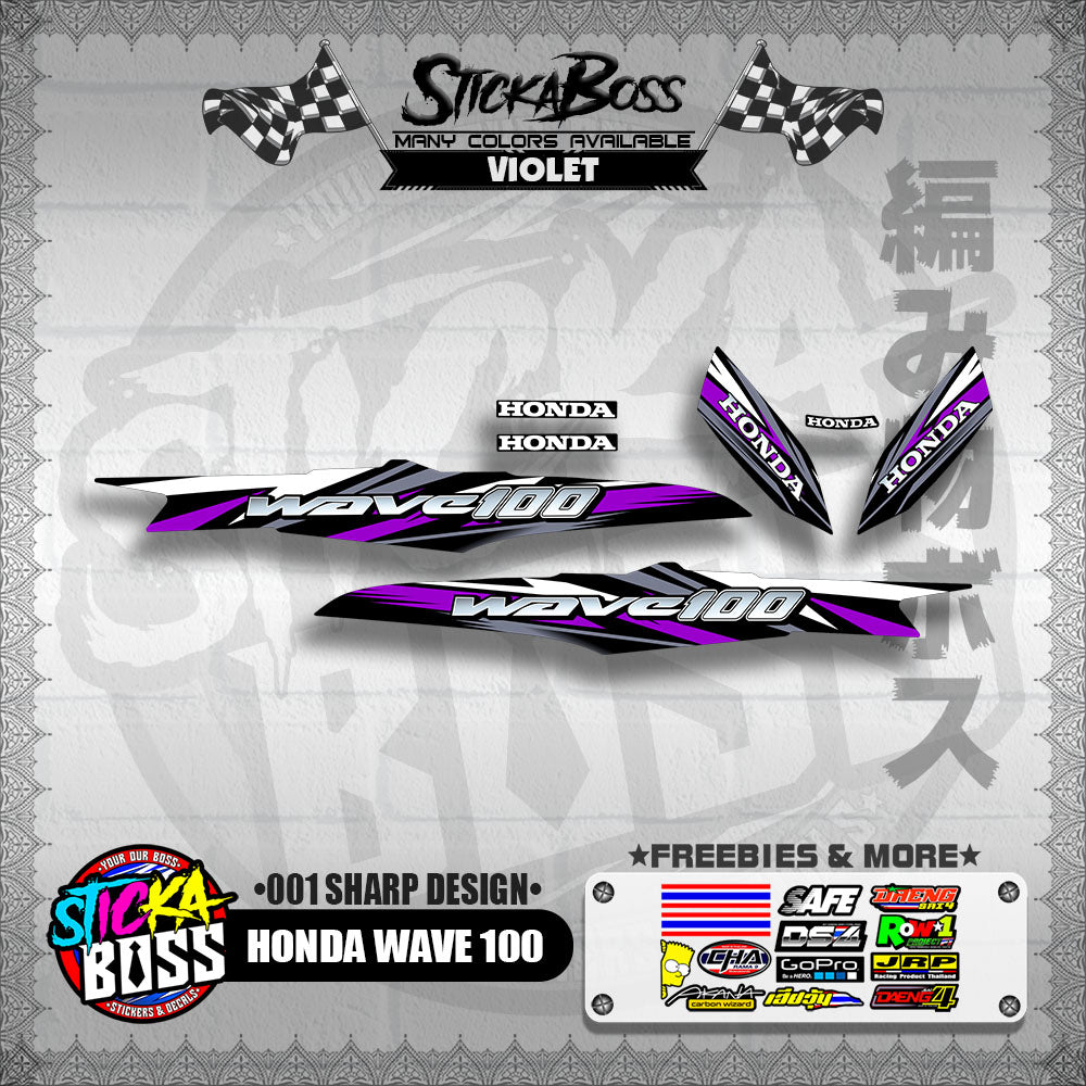 HONDA WAVE 100 DECALS ( 001 SHARP DESIGN )【WITH FREEBIES】