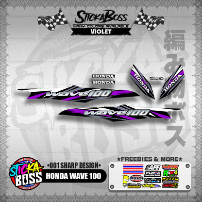 HONDA WAVE 100 DECALS ( 001 SHARP DESIGN )【WITH FREEBIES】