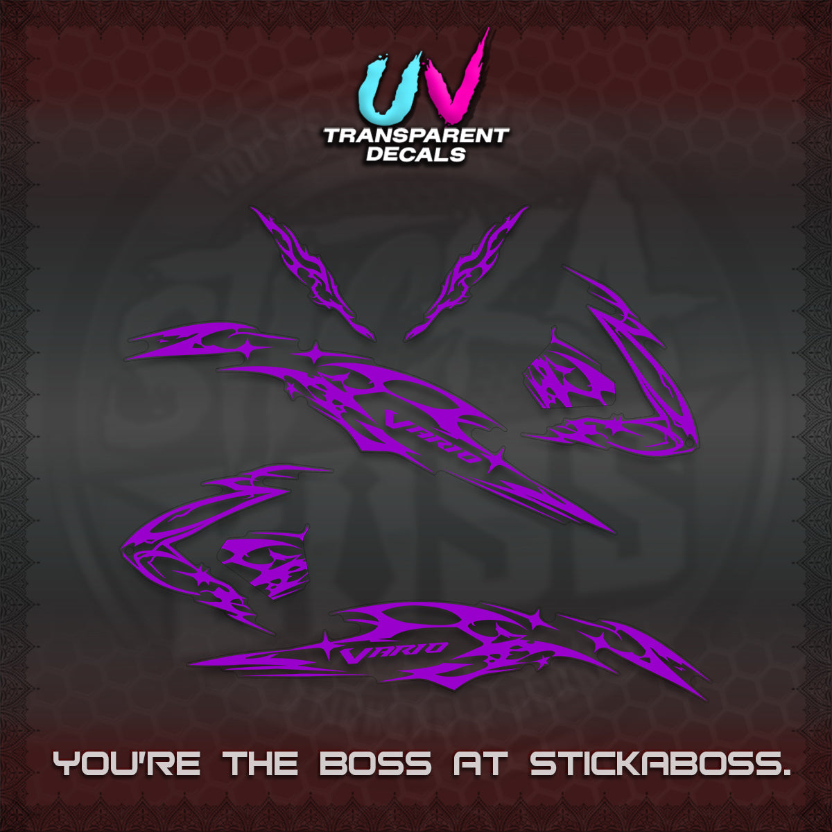 CLICK 125 V3 VARIO UV TRANSPARENT DECALS (2026 T1 LIGHTNING DESIGN) STICKER KITS BY STICKABOSS