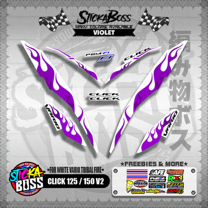 CLICK 125 / 150 V2 DECALS ( FOR WHITE VARIO TRIBAL FIRE )【WITH FREEBIES】
