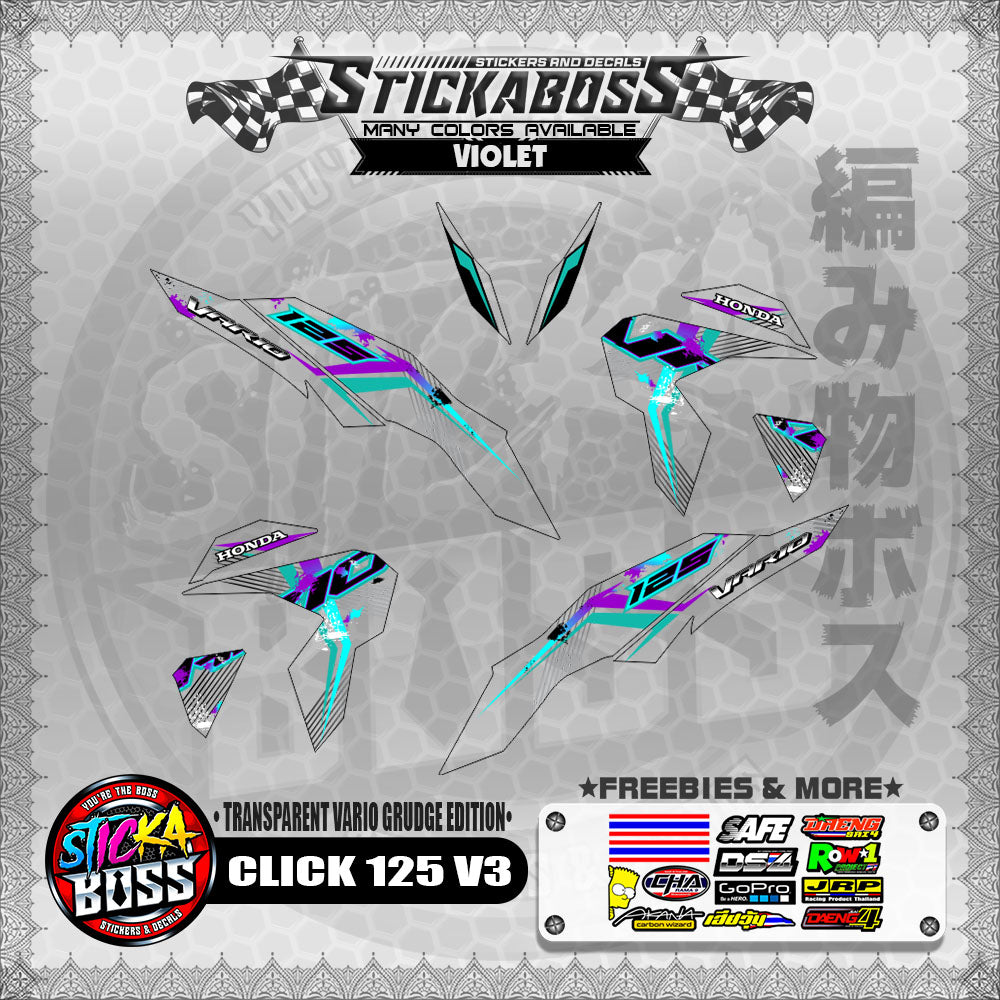 [PREMIUM UV PRINT] TRANSPARENT CLICK 125 V3 DECALS ( VARIO GRUDGE EDITION )【WITH FREEBIES】