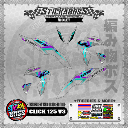 [PREMIUM UV PRINT] TRANSPARENT CLICK 125 V3 DECALS ( VARIO GRUDGE EDITION )【WITH FREEBIES】
