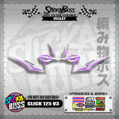 CLICK 125 V3 DECALS ( FOR WHITE NEW VARIO VRD16 ) [ PREMIUM GLOSSY LAMINATED ]【WITH FREEBIES】