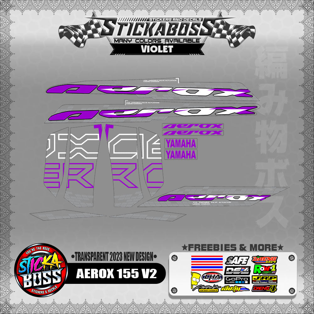 【PREMIUM UV PRINT】TRANSPARENT  AEROX 155 V2 MALAYSIAN DECALS ( 2023 NEW DESIGN )