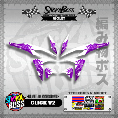 CLICK V2 DECALS ( FOR WHITE JDM HAYABUSA POWER ) [ PREMIUM GLOSSY LAMINATED ]【WITH FREEBIES】