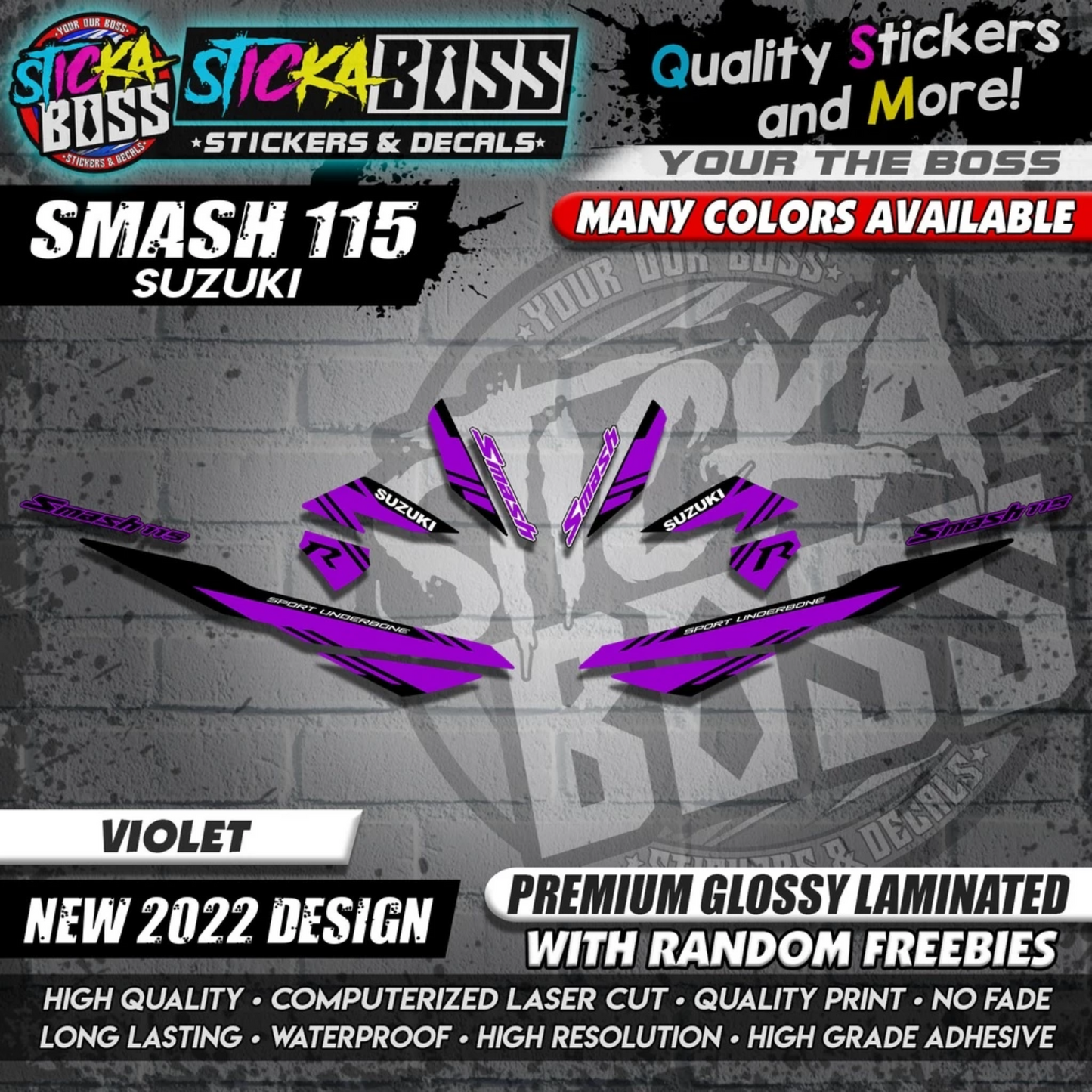 Suzuki Smash 115 Stock Decals (NEW 2022 DESIGN)【WITH FREEBIES】