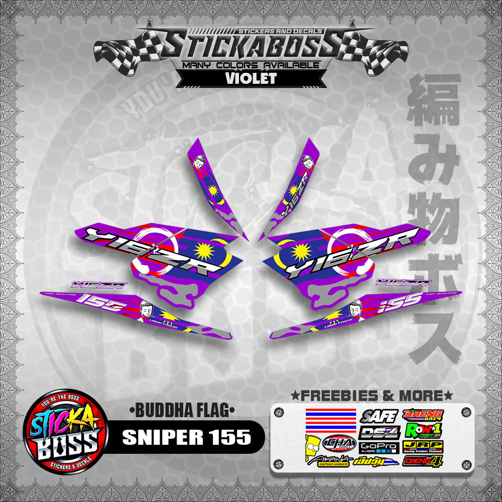 SNIPER 155 MALAYSIAN STICKER DECALS ( BUDDHA FLAG )【WITH FREEBIES】