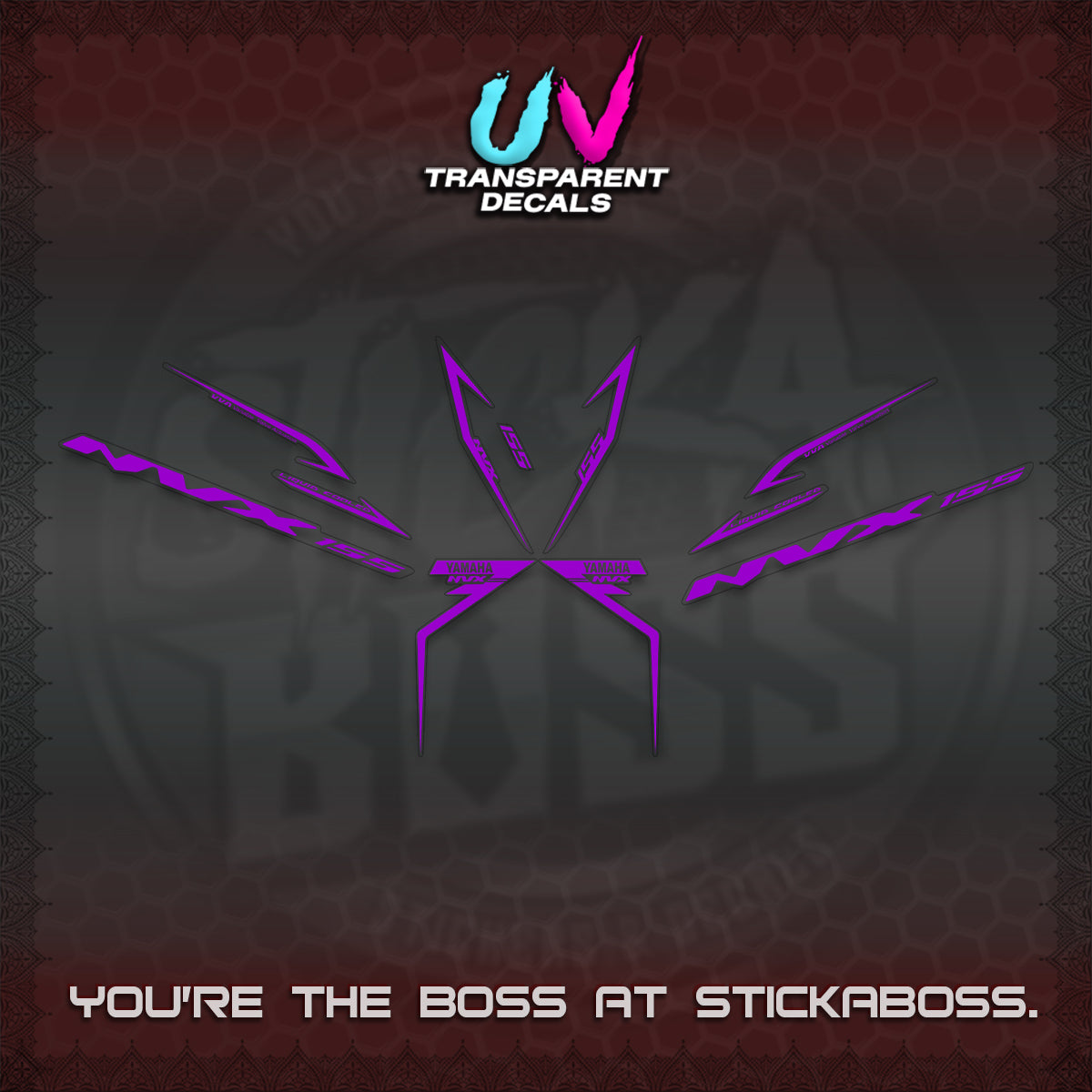 AEROX 155 V2 UV TRANSPARENT STRIPING DECALS (2022 NVX 1-TONE) STICKER KITS BY STICKABOSS
