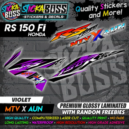 Honda RS 150 Fi (MTV x AUN) [ASSORTED COLORS] Stock Decals【PREMIUM GLOSSY LAMINATED】