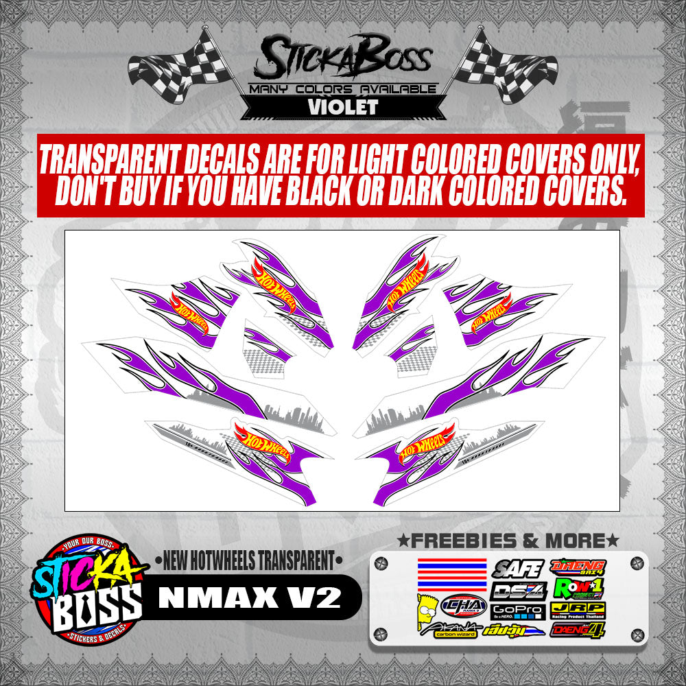 NMAX V2 DECALS ( NEW HOTWHEELS TRANSPARENT )【WITH FREEBIES】