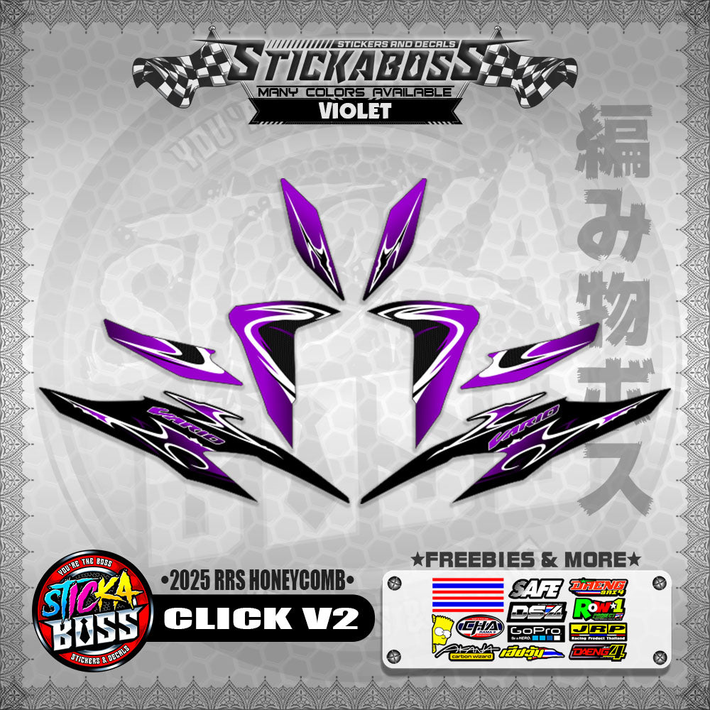 CLICK V2 INDO STICKER DECALS ( 2025 RRS HONEYCOMB )【WITH FREEBIES】