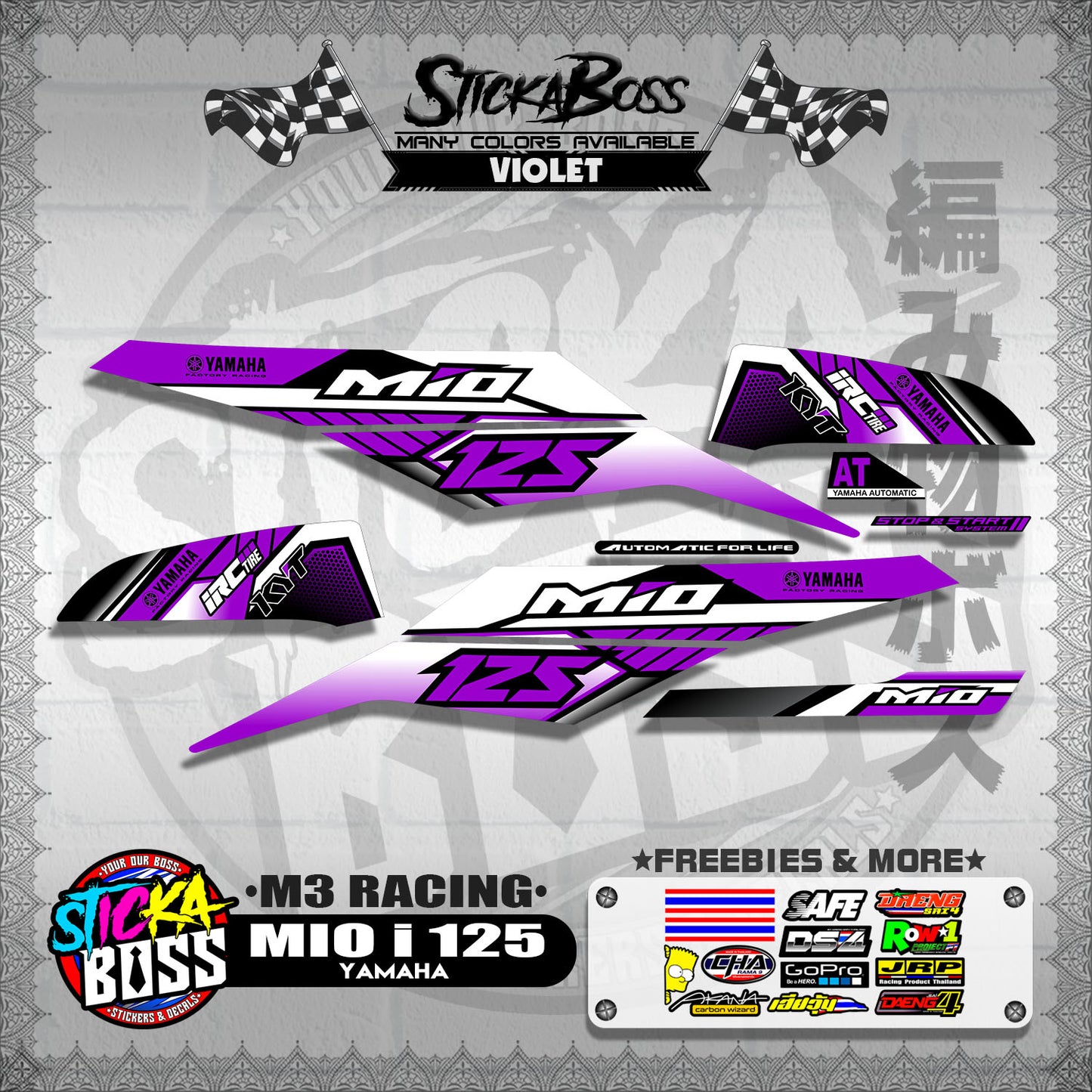 MIO i 125 STOCK DECALS ( M3 RACING ) 【WITH FREEBIES】
