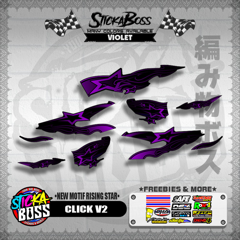 CLICK V2 DECALS ( NEW MOTIF RISING STAR ) [ PREMIUM GLOSSY LAMINATED ]【WITH FREEBIES】