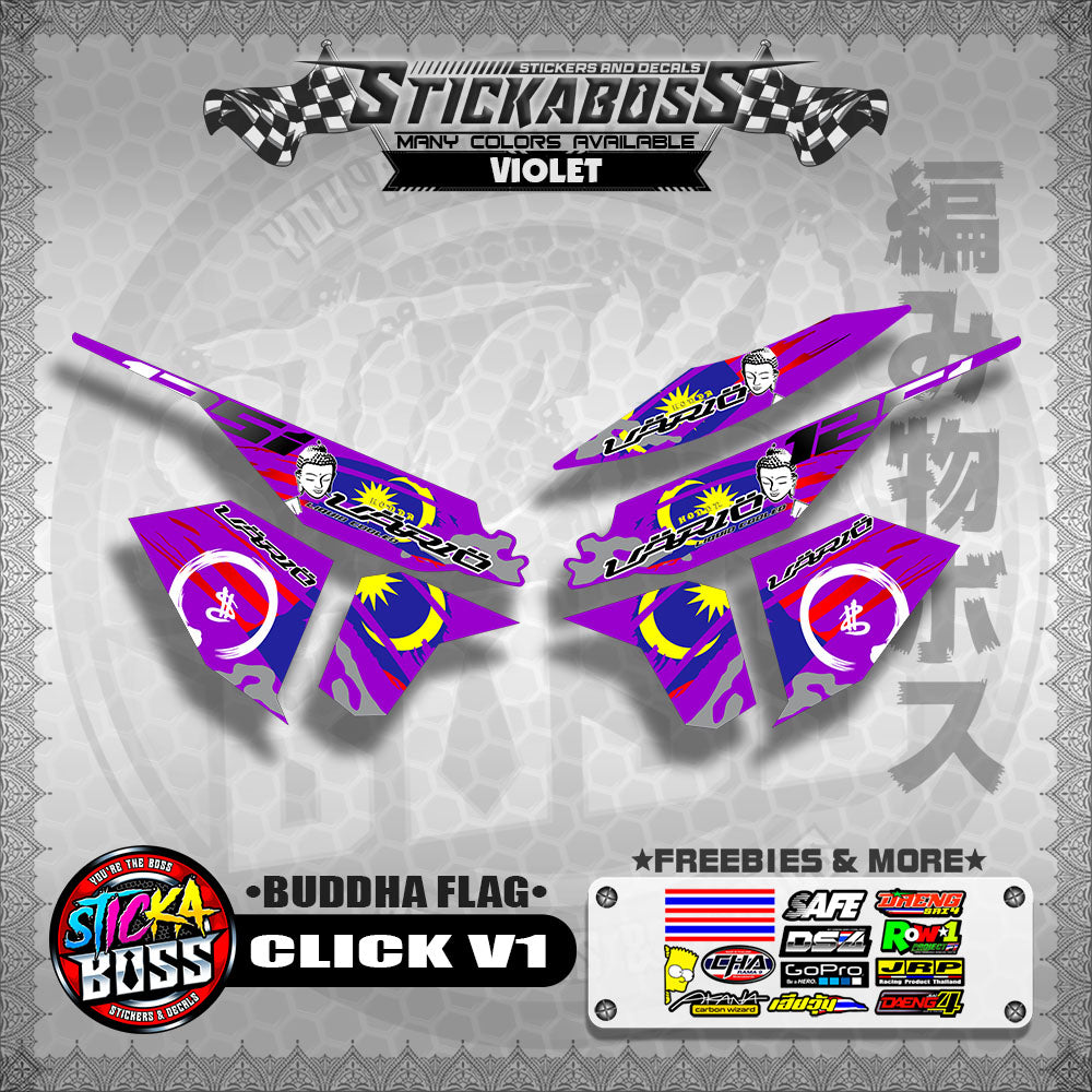 CLICK V1 MALAYSIAN STICKER DECALS ( BUDDHA FLAG )【WITH FREEBIES】