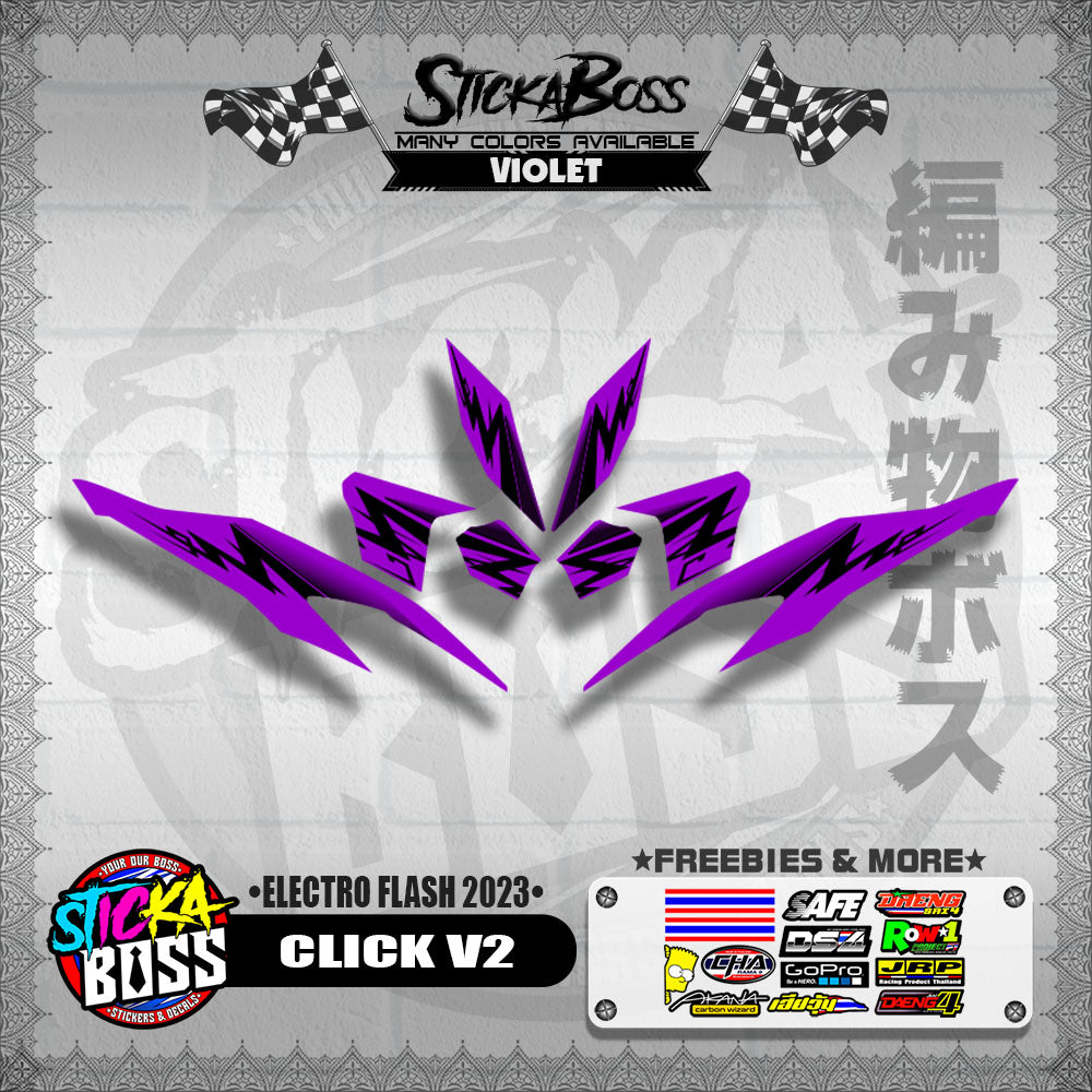 CLICK V2 DECALS ( ELECTRO FLASH 2023 ) [ PREMIUM GLOSSY LAMINATED ]【WITH FREEBIES】