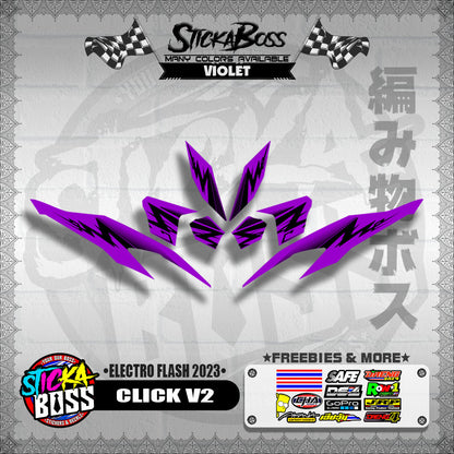 CLICK V2 DECALS ( ELECTRO FLASH 2023 ) [ PREMIUM GLOSSY LAMINATED ]【WITH FREEBIES】