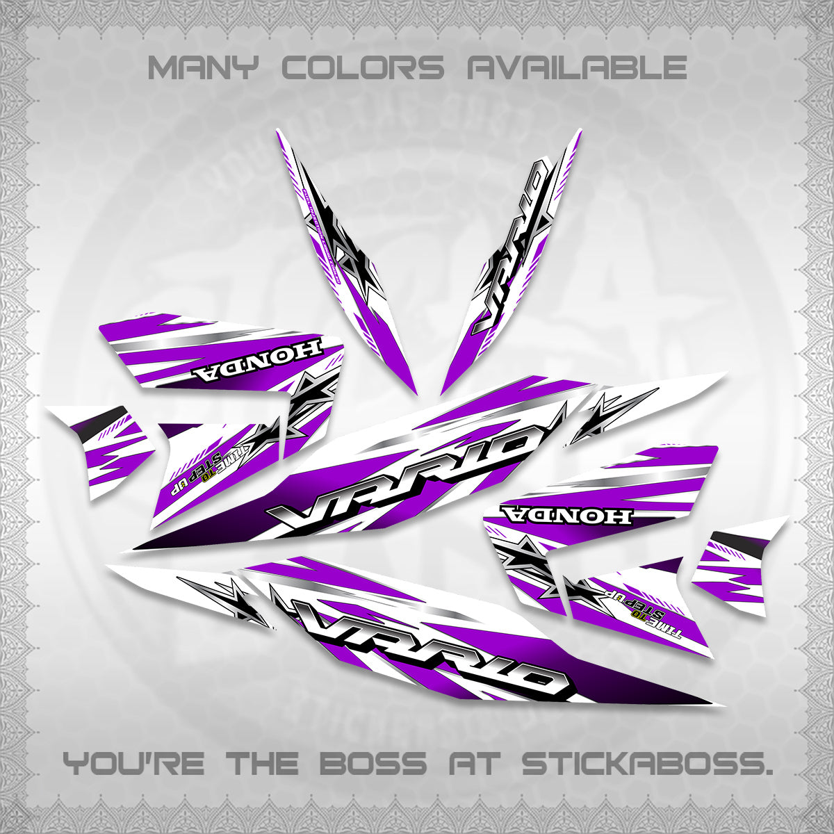 CLICK 125 V4 VARIO FOR WHITE DECALS (2026 BLACK STAR DESIGN) STICKER DECALS By STICKABOSS