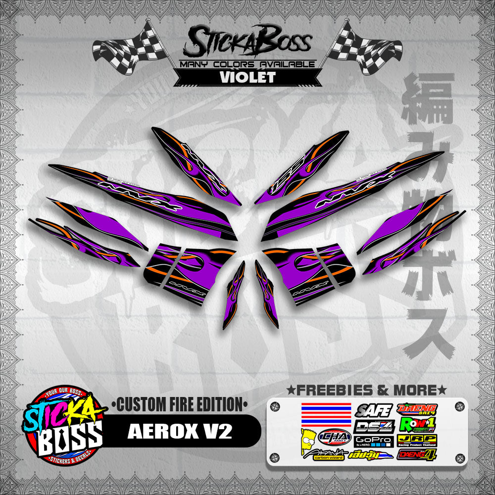 AEROX V2 DECALS ( CUSTOM FIRE EDITION )【WITH FREEBIES】