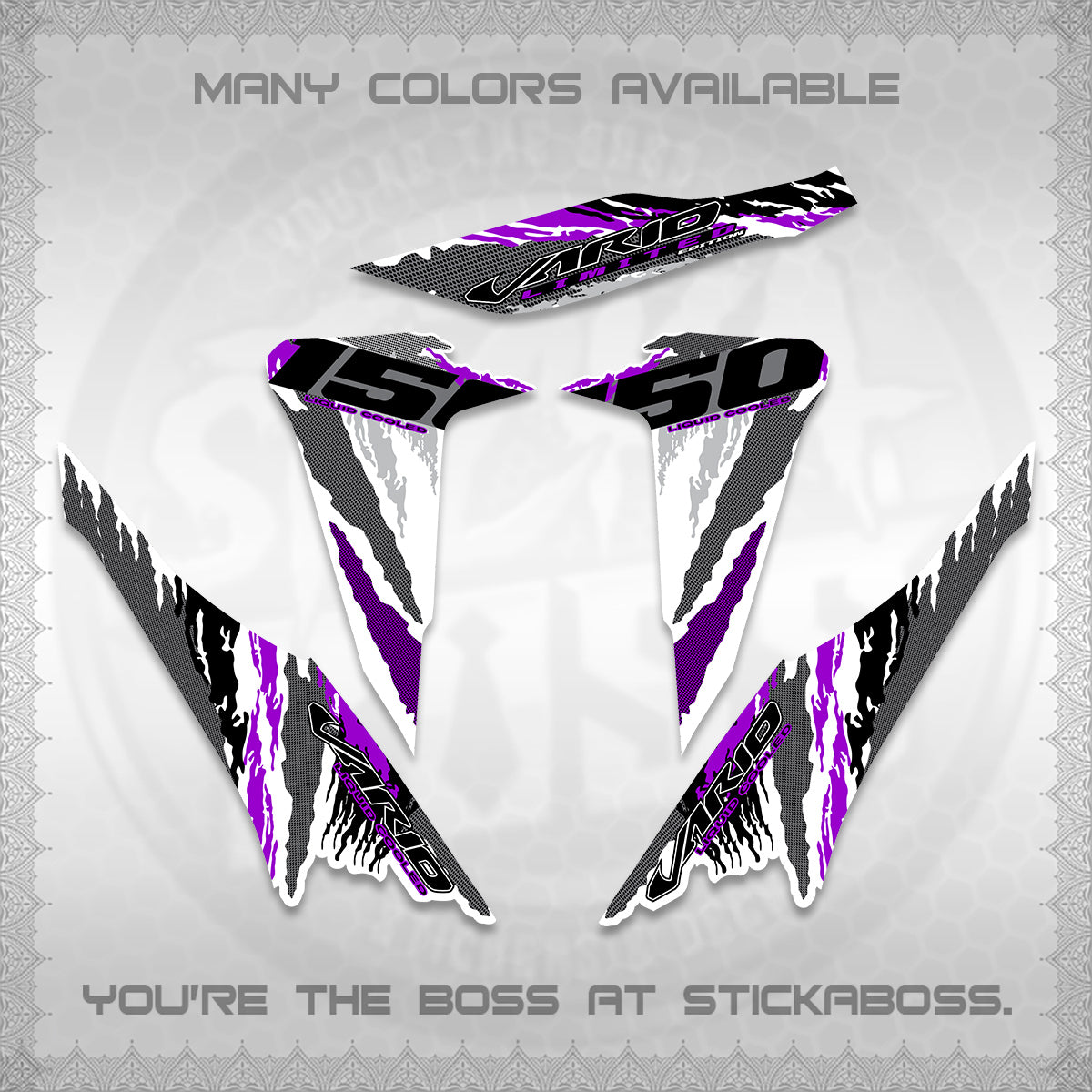 CLICK 150 V2 VARIO FOR WHITE DECALS (2022 SPECIAL SPLASH DESIGN) STICKER KITS BY STICKABOSS