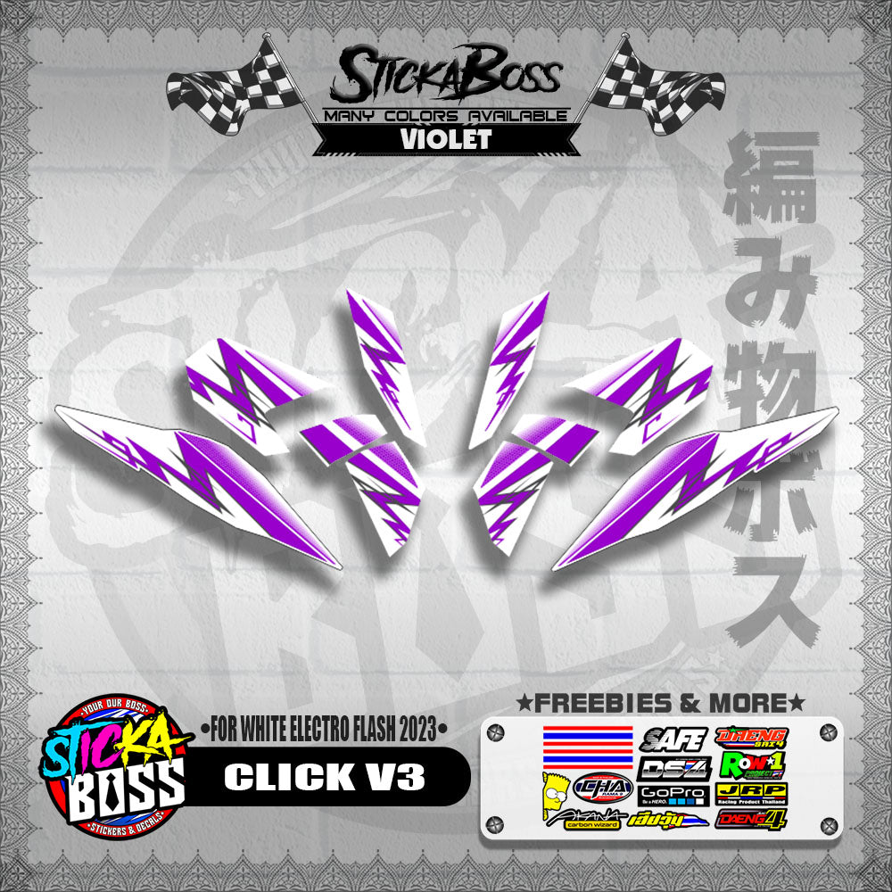 CLICK V3 DECALS ( FOR WHITE 2 TONE SPEED STREAKS )【WITH FREEBIES】