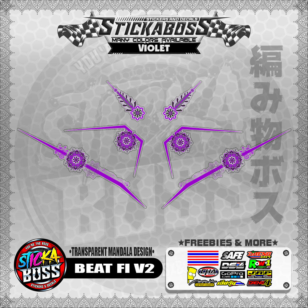 【PREMIUM UV PRINT】TRANSPARENT BEAT FI V2 STICKER DECALS ( MANDALA DESIGN )【WITH FREEBIES】