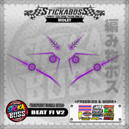 【PREMIUM UV PRINT】TRANSPARENT BEAT FI V2 STICKER DECALS ( MANDALA DESIGN )【WITH FREEBIES】