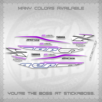 AEROX 155 V1 FOR WHITE DECALS (2026 CYBER STYLE 01) STICKER KITS BY STICKABOSS