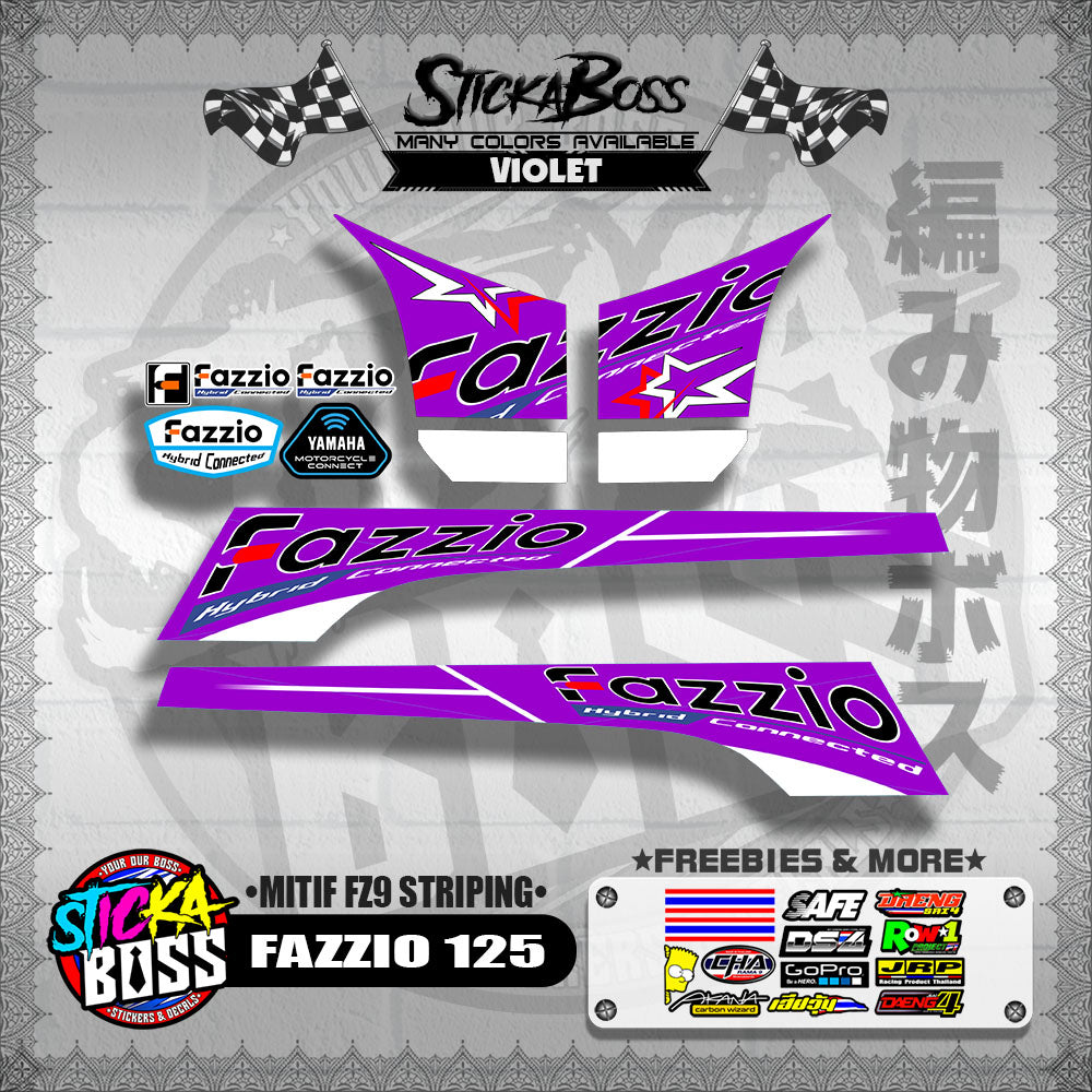 FAZZIO 125 DECALS ( MITIF FZ9 STRIPING )【WITH FREEBIES】