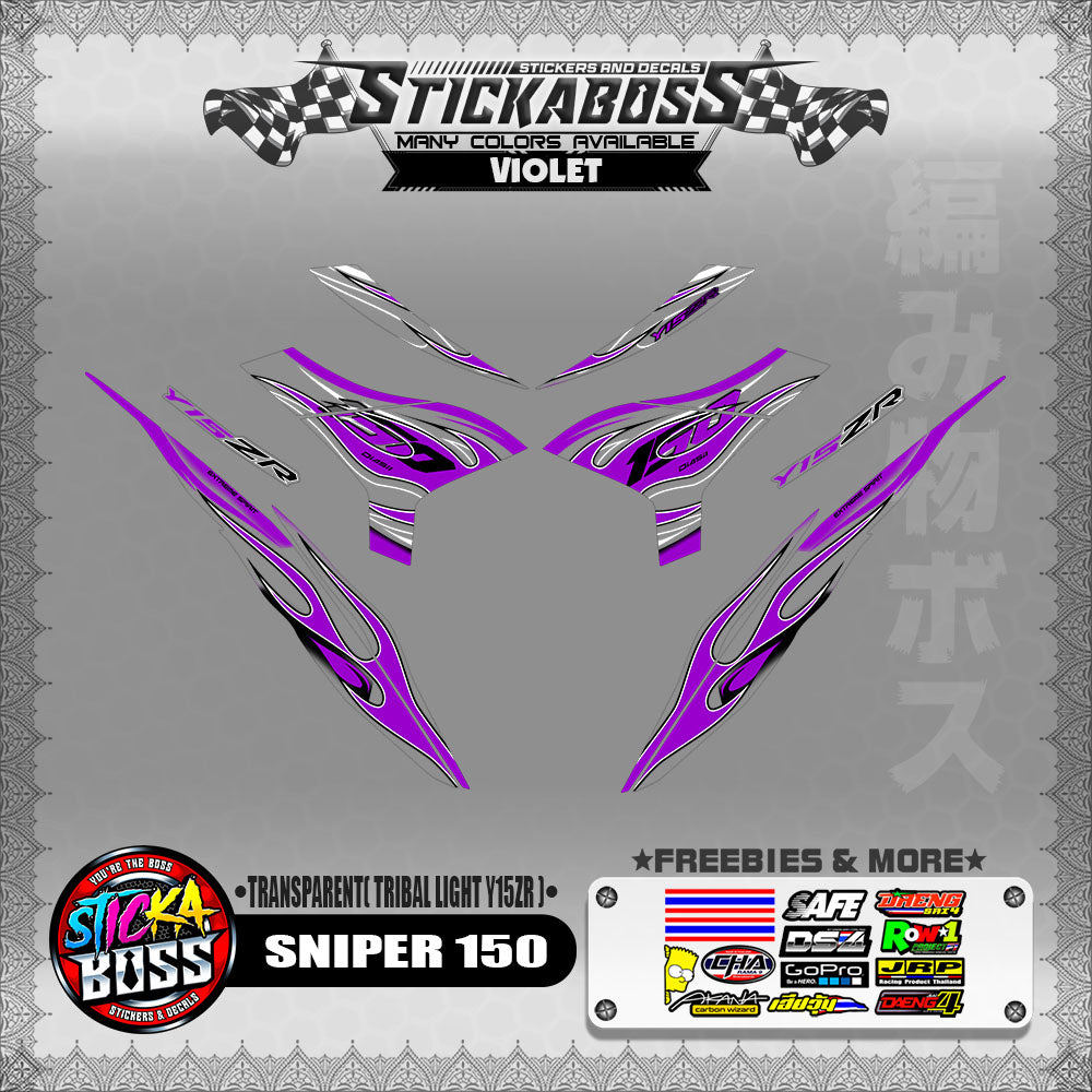 [ PREMIUM UV PRINT ] TRANSPARENT SNIPER 150 DECALS ( TRIBAL LIGHT Y15ZR )【WITH FREEBIES】