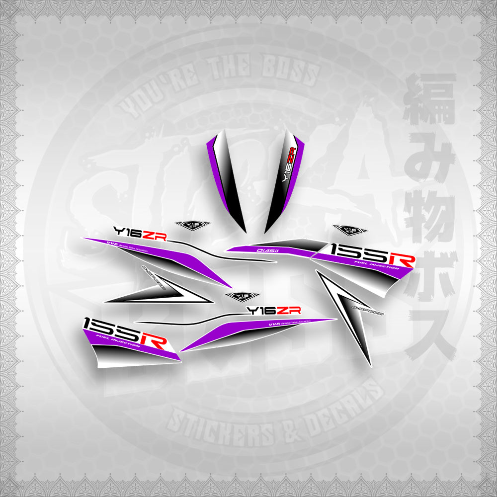 STICKER DECALS for SNIPER 155R (S155Y1SLDEFOWH) By STICKABOSS (SOFIE LAMINATED WATERPROOF)